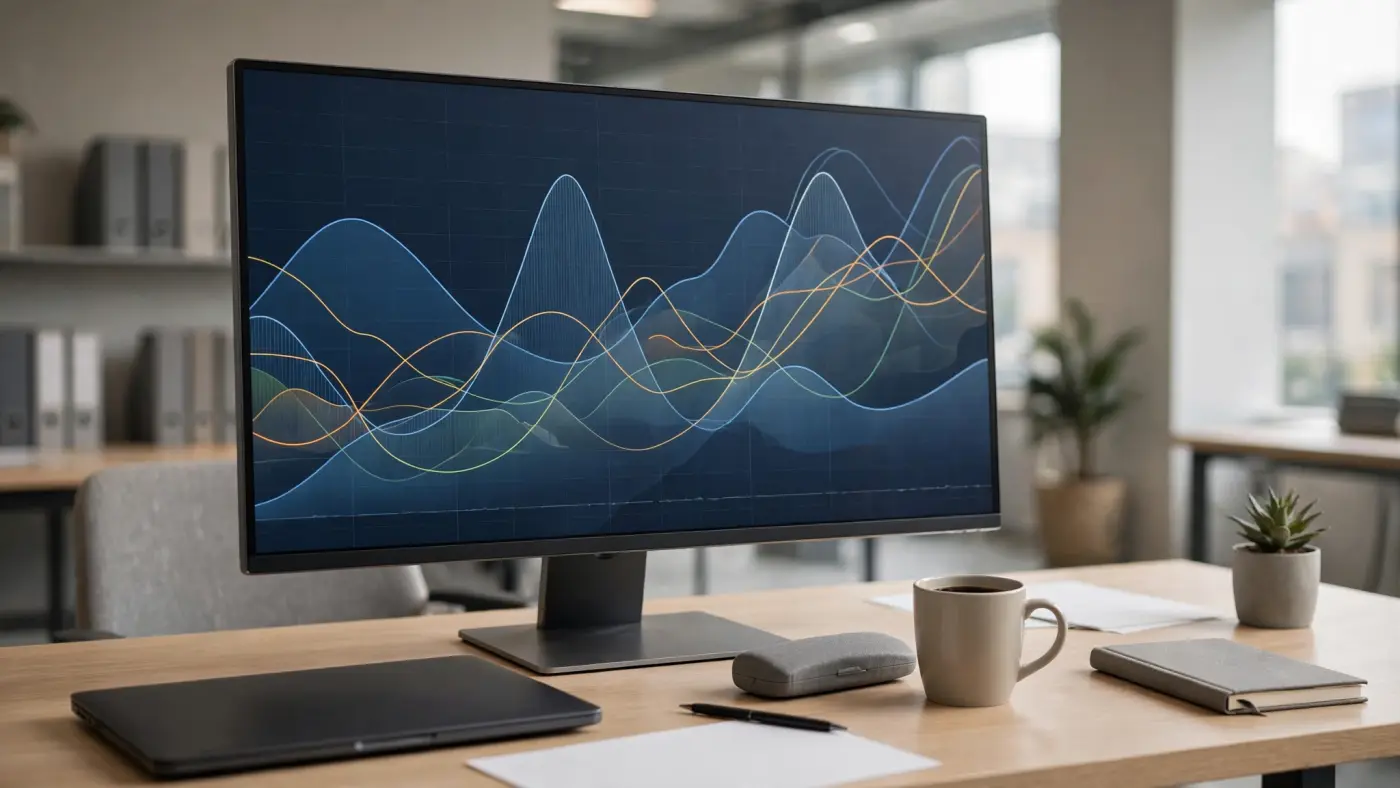 Gráficos de mercados financieros europeos en un monitor de gran formato